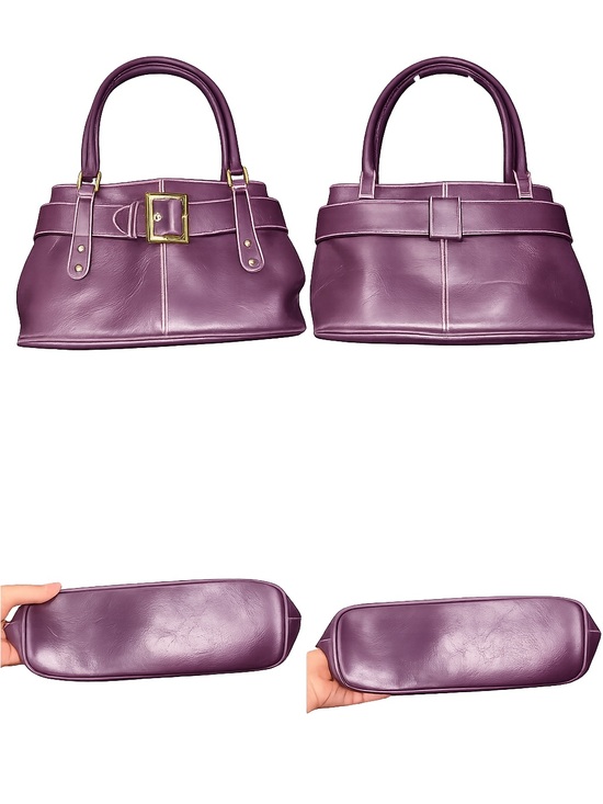 St. John's Bay Handbags - St. John's Bay Purple Leather Top-Handle Satchel with Buckle Accent
